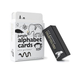 Wee Gallery Educational Flashcards For Babies, Black And White Animal Alphabet Learning Cards, Double Sided, Perfect For Visual Stimulation, Cognitive Development In Babies And Toddlers Jungle Theme