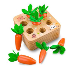 Montessori Toys For 1 2 3 Year Old Kids Toddlers, Wooden Toys Gifts For Girls Boys Baby Toys 6 12 18 Months Shape Sorting Developmental Toys Babies Puzzles Carrot Toy For 1 2 3 Years Old