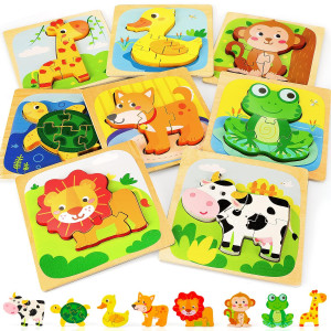 Toy Life Toddler Puzzles 8 Piece Wooden Puzzles For Toddlers 1-3, Puzzle 2 Year Old, Toddler Puzzles Ages 2-4, Montessori Puzzles For 1 Year Old, Baby Puzzles For Toddlers 1-3