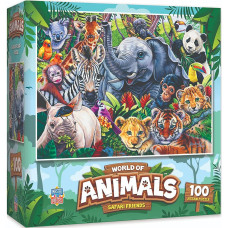 Masterpieces Safari Friends 100 Piece Kids Jigsaw Puzzle - Wildlife Adventure - 11.5"X15"