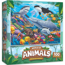 Masterpieces World Of Animals 100 Piece Jigsaw Puzzle For Kids - Undersea Friends - 11.5"X15"