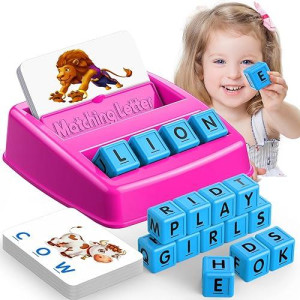 Liwin Let'S Go! Educational Toys For Boys Age 3-8, Matching Letter Game For Kids Flash Cards Learning Toys For 3-8 Year Olds Boys Girls Birthday Gifts For 3-8 Year Olds Boys Girls Rose Red