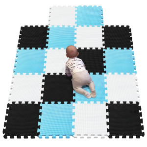 YIMINYUER Foam Play Mat Thick Soft EVA Interlocking Foam Floor Mats children Yoga Exercise Multi Jigsaw Puzzle Blocking Board Kids Playmats White Black Blue R01R04R07g301018