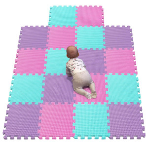 YIMINYUER Foam Play Mat Thick Soft EVA Interlocking Foam Floor Mats children Yoga Exercise Multi Jigsaw Puzzle Blocking Board Kids Playmats Pink green Purple R03R08R11g301018