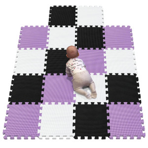 YIMINYUER Foam Play Mat Thick Soft EVA Interlocking Foam Floor Mats children Yoga Exercise Multi Jigsaw Puzzle Blocking Board Kids Playmats White Black Purple R01R04R11g301018