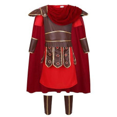 Lmyove Kids Warrior Costume, Halloween Boys Roman Soldier Gladiator Viking Medieval Historical Role Playing Party 4-11Y (Medium,Brown)