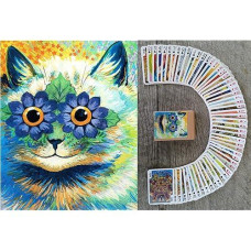 Flonzgift Psychedelic Cats Playing Cards (Poker Deck 54 Cards All Different) Unique Cats Art By Louis William Wain Vintage Cards