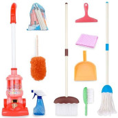Meland Kids Cleaning Set - 8Pcs Toddler Broom And Cleaning Set With Toy Vacuum Cleaner, Pretend Play Children House Cleaning Toys, Christmas Birthday Gift For Girls Boys