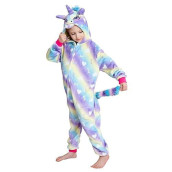 Newplush Kids Animal Onesie Rainbow Cloud Unicorn Cosplay Costumes Onesie Halloween Sleepwear For Girls Boys (8-10 Years)