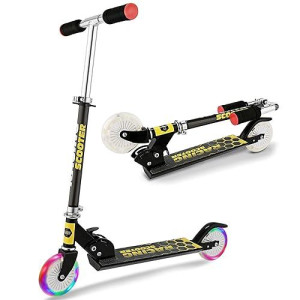 Kids Scooter 2 Wheels by WeSkate for Girls Boys 3 and Up, Smooth-Gliding, Adjustable Height Folding Kick Scooters with LED Light Up PU Wheels