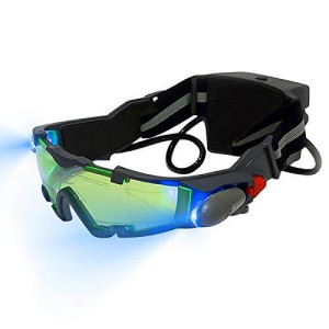 Spy Night Vision Goggles For Kids, Adjustable Spy Gear Night Mission Goggles With Flip-Out Lights Green Lens As Childrens Gift For Racing Bicycling Skiing To Protect Eyes