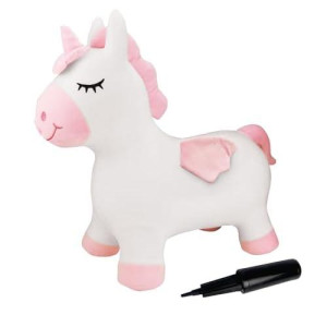 Lexibook Bgp050Uni Inflatable Jumping Unicorn, For Indoor And Outdoor Use, Balance And Motor Skills Development, Hand Pump Included, Safe And Resistant Plastic, Pink, White