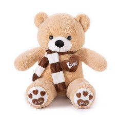 Yunnasi Big Teddy Bear Stuffed Animal Plush Teddy Bear With Scarf For Children Girls Girlfriends (31 Inches, Light Brown)