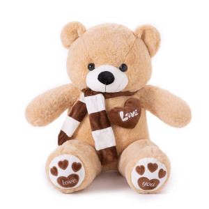 Yunnasi Big Teddy Bear Stuffed Animal Plush Teddy Bear With Scarf For Children Girls Girlfriends (31 Inches, Light Brown)