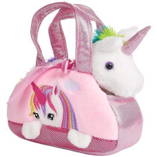 Brubaker Rainbow Plush Unicorn In Handbag - 8 Inches - Soft Toy In Bag - Cuddly Toy - Stuffed Animal - Pink