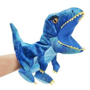 Specialyou 10'' Dinosaur Hand Puppet Vivid Plush Interactive Toy Blue Dino Hand Puppet With Movable Mouth- Hand Puppets For Kids All Ages. (Dinosaur)