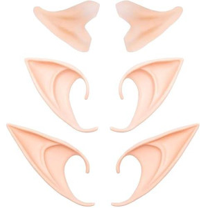 Great&Lucky Cosplay Fairy Pixie Elf Ears - Soft Pointed Tips Anime Party Dress Up Costume Masquerade Accessories For Halloween Christmas Party, 3 Pair