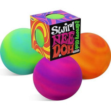 Nee-Doh Schylling Swirl Groovy Glob! Squishy, Squeezy, Stretchy Stress Balls Neon Yellow/Green, Orange/Pink & Purple/Pink Complete Gift Set Party Bundle - 3 Pack