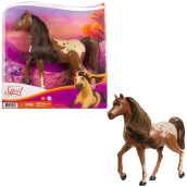 Mattel Spirit Untamed Herd Horse (Approx 8-in), Moving Head,chestnut Pinto with Long Black Mane& Playful Stance, great gift for Horse Fans Ages 3 Years Old & Up