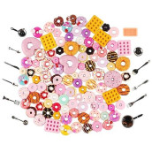 Nwfashion 112Pcs Miniature Decor Dessert Pastry Toy Food Cake Topper Scrapbooking Shoe Decoration Charms(Donuts)
