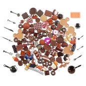 Nwfashion 112Pcs Miniature Decor Dessert Pastry Toy Food Cake Topper Scrapbooking Shoe Decoration Charms (Chocolate)