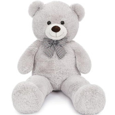 Maogolan Big Fluffy Gray Teddy Bear 39 Inch Large Grey Stuffed Animal For Girlfriend Kids Boyfriend Teens