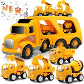 Nicmore Construction Truck Toddler Toys Car: Toys For 2 3 4 Year Old Boy 5 In 1 Carrier Toys For Kids Age 2-3 2-4 3-5 | 18 Months 2 Year Old Boy Christmas Birthday Gifts