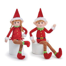 Oulaiz Posable Plush Elf Doll Elves Set Of Boy Elf And Girl Elf With Bendable Arms And Legs Fun Christmas Decoration