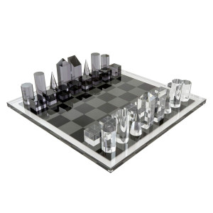 Tizo Design Elegant 17? Lucite Chess Set, Designer Lucite & Acrylic Pieces, Modern & Trendy, Multiple Options Available (Clear & Smoke)