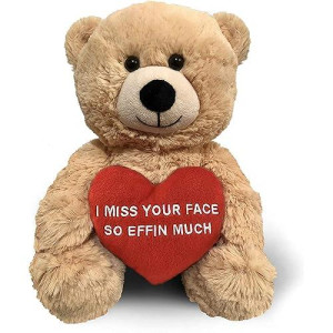 I Miss Your Face So Effin Much - 10" Teddy Bear & Gift Bag - Funny Stuffed Animal Plush Gift For Girlfriend, Boyfriend, Best Friend - Birthday, Anniversary, Valentines, Or Long Distance - Witty Bears