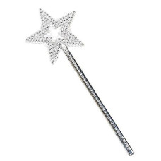 Giyomi Star Wand, 13 Inches Silver Fairy Princess Angel Wand Sticks For Girls Costume Birthday Party Wedding Halloween Christmas Cosplay-Fairy Wand For Children Over 36 Months Of Age