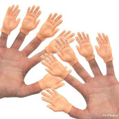 Finger Hands - 10 Pack - Premium Rubber Little Tiny Finger Hands - Fun And Realistic Design - Ideal For Puppet Show, Gag Present, Fun For All Kids!