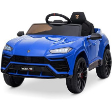 Kidzone Ride On Car 12V Lamborghini Urus Kids Electric Vehicle Toy W/Parent Remote Control, Horn, Radio, Port, Aux, Spring Suspension, Opening Door, Led Light - Blue