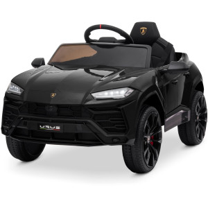 Kidzone Ride On Car 12V Lamborghini Urus Kids Electric Vehicle Toy W/Parent Remote Control, Horn, Radio, Port, Aux, Spring Suspension, Opening Door, Led Light - Black