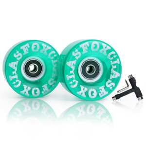 Clas Fox 78A Indoor Or Outdoor 65X35Mm Quad Roller Skate Wheels With T Tools And Abec-9 Bearings 8 Pcs (Green)