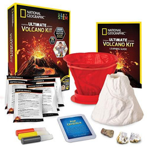National Geographic Ultimate Volcano Kit - Erupting Volcano Science Kit For Kids, 3X More Eruptions, Pop Crystals Create Exciting Sounds, Stem Science & Educational Toys Make Great Kids Activities