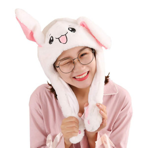 Ahn'Qiraj Cute Bunny Hat Ear Moving Jumping Hat Funny Animal Plush Rabbit Hats (Ordinary)