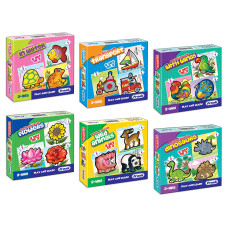 Frank First Fun & Educational Jigsaw Puzzles For Kids- combo Pack of 6 with Set of 3 cardboard Puzzles each- In Water, Transport, With Wings, Flowers, Wild Animals & Dinosaurs- Age 3 Years Old & above