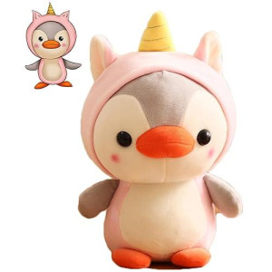 Casagood Duck/Penguin Stuffed Animal In Unicorn Costume Adorable Plushies Wearing Pink Unicorn Outfit Plush Toys Great Gift For Kids And Lovers,Stuffed Penguin Animals 10 Inch