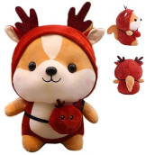 Casagood Squirrel Stuffed Animal In Christmas Reindeer Costume Adorable Plushies Chipmuck Wearing Red Reindeer Outfit Plush Toys Chipmuck As Great Gift For Kids Stuffed Shiba Inu Animals 10 Inch