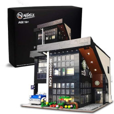 Nifeliz Street Modern Cafe, Moc Coffee House Model Set, Chic Building Toy With Flower Blocks For Adult Gift Giving (2926 Pieces)