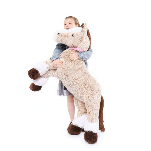 Tezituor Giant Horse Stuffed Animal, Large Pony Brown Plush Toy Horse, Big Gift For Kids,47 Inches