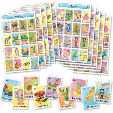 Fiesta Bingo Game Set In Spanish, Mexican Bingo For 10 Players - 10 Boards And Full Deck Of Cards