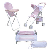 Olivia'S Little World Polka Dots Princess 3-In-1 Baby Doll Nursery Set, Pink/Gray