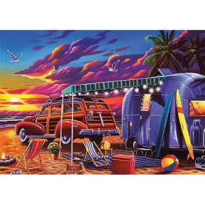 Buffalo Games - Geno Peoples - Beach Camp - 300 Piece Jigsaw Puzzle For Families Challenging Puzzle Perfect For Game Nights
