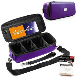 Quiver Time Purple Bolt Card Carrying Case - Playing Card Case Holder For Trading Cards, Mtg Card Storage Bag Deck Box Card Case (+Wrist & Shoulder Strap, Dividers + 100 Apollo Card Sleeves)