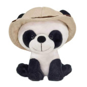 Stuffed Animal Safari Friends Toy With Canvas Hat Accessory 5 Inches (Panda)