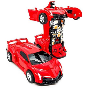 FQDVM Transformers Robot Car 2 in 1 Best Toys for 3 4 5 6 7 8 Year Old Kids, Christmas Birthday Gifts for 3-12 Year Old Boys Girls(Red)
