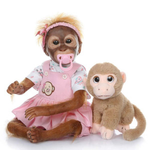Gaozhi 21 Realistic Monkey Reborn Doll, Detailed Orangutan Newborn, Poseable Baby Ape, Collectible Art