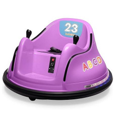 Kidzone 12V 2-Speeds Electric Ride On Bumper Car For Kids & Toddlers 1.5-5 Years Old, Diy Sticker Baby Bumping Toy Gifts W/Remote Control, Led Lights, Bluetooth & 360 Degree Spin, Astm Certified